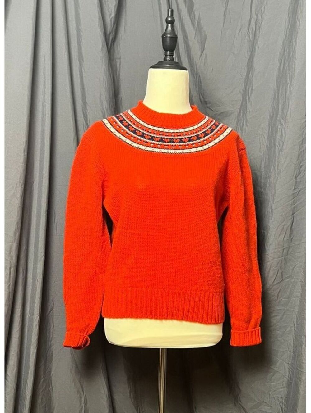 VINTAGE Crazy Horse Sweater Adult S Red Fair Isle Shetlander 80s Women's